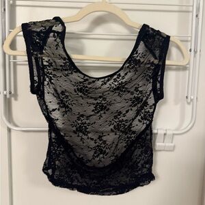 Black Lace Sleeveless Top